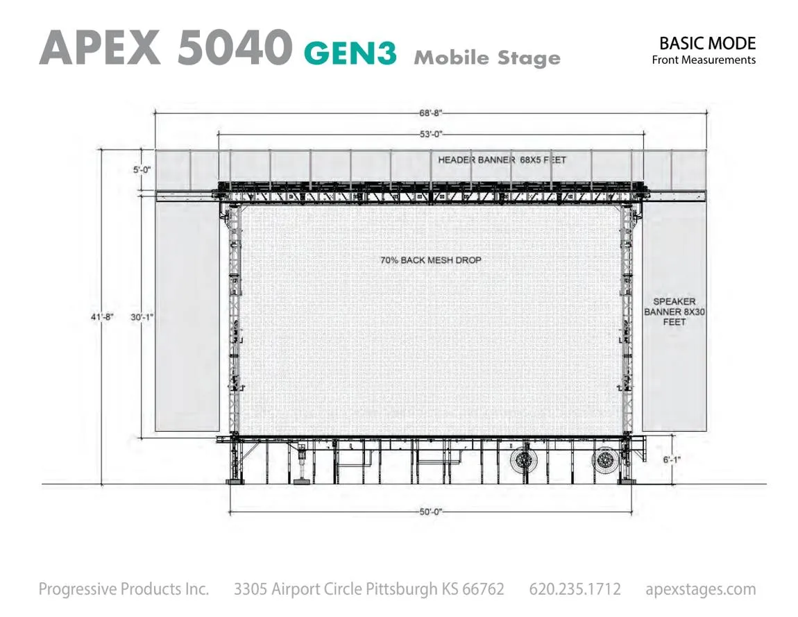 Basic mode front elevation with measurements