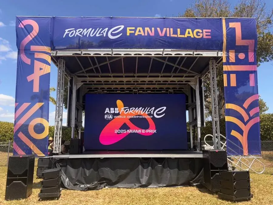APEX 2016 stage dressed for the Formula E Fan Village with LED screen