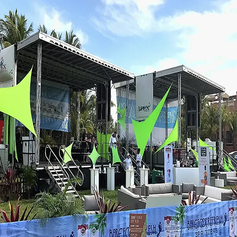 VIP deck section serving a dual-stage outdoor event