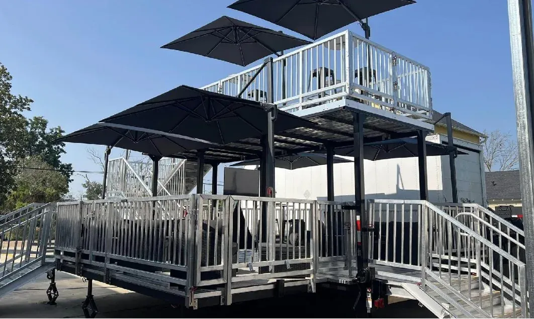Captain's VIP Deck 3724 two-level mobile viewing deck with guardrails and stairs