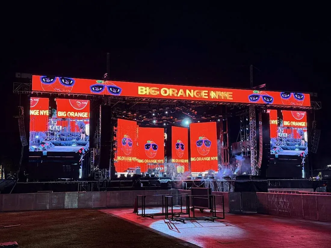 The Big Orange New Year's Eve stage in Miami with LED video walls